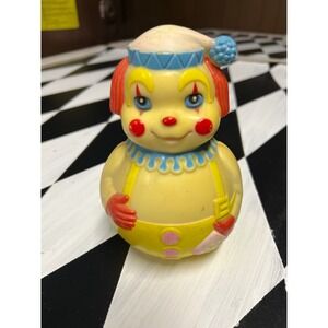 Vintage Yellow Clown Roly Poly Tumbler Toy
